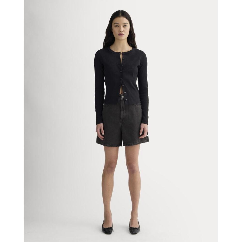Everlane Women's A-Line Denim Short in Washed Black, Size 25, Cotton/Denim